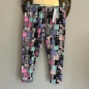 Super soft cute capris leggings, Kitty Cat print pink/aqua/gray/blue/black.